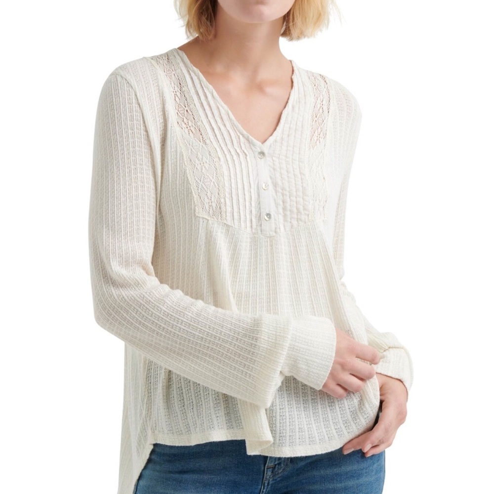 Lucky Brand Lace Mix Drop Needle Top
